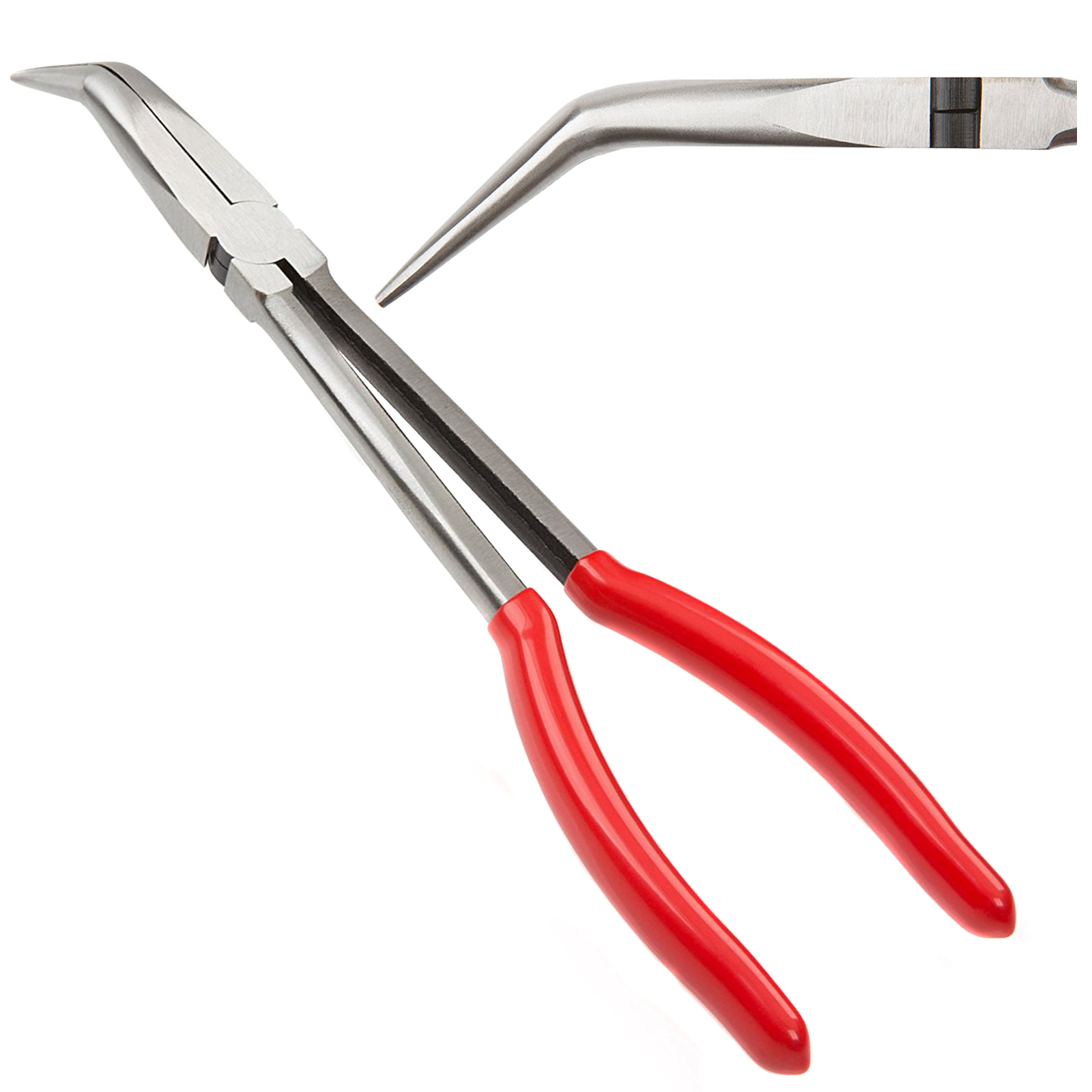 45Degree 11 Inch Reach Bent Needle Long Nose Pliers Cross Cut Top